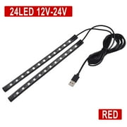 Car LED Interior Light Strip USB Atmosphere Lamp - White, Ice Blue, Red, Purple - 1.3m Dashboard Floor Accent